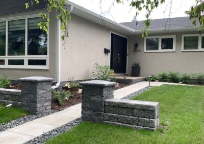 Front Sidewalk with Pillars